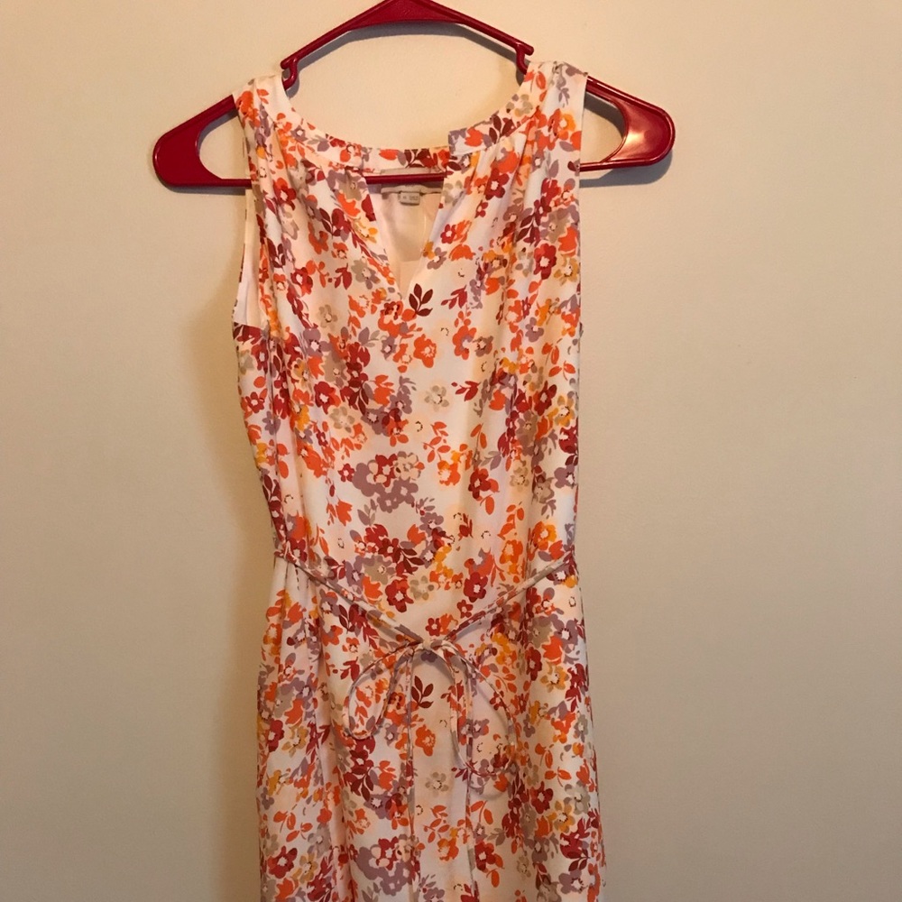 LOFT Sleeveless Floral Dress with notched neckline, XS